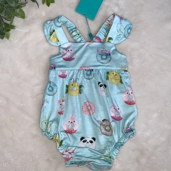 NWT Posh Peanut Donuts Ruffle Bubble Romper 3-6M - Picture 9 of 9